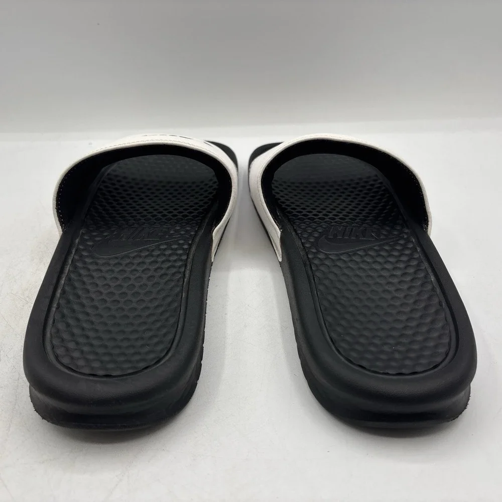 Nike Benassi JDI Slides Mens Size 8 White Black 343880-100 Slip On Sport Sandals
